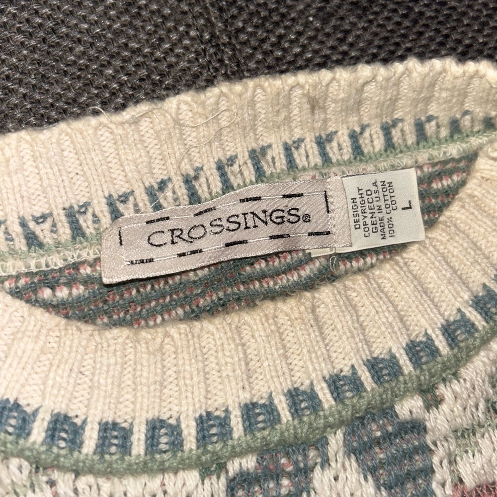 Vintage 80s Geometric Patterned Knit Sweater - Picture 3 of 4